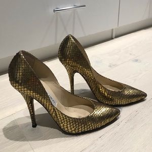 Jimmy Choo Metallic Gold Snake Pumps